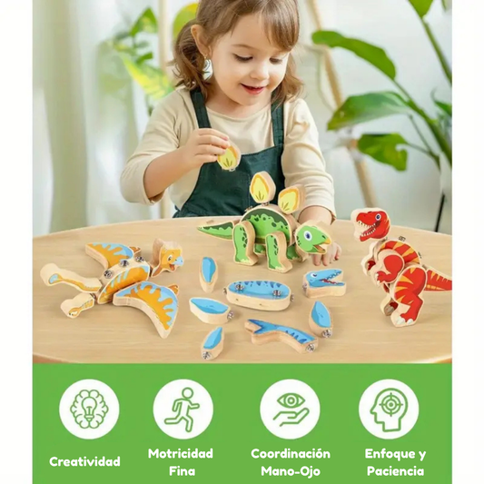🦖 Dino Armable de Madera – Juego Didáctico de Ensamble Infantil