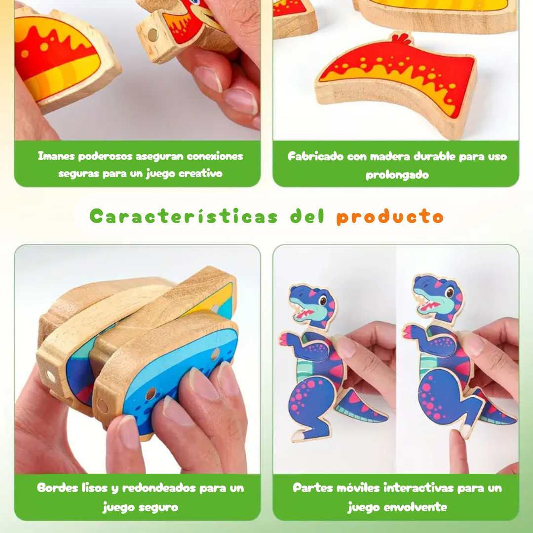 🦖 Dino Armable de Madera – Juego Didáctico de Ensamble Infantil