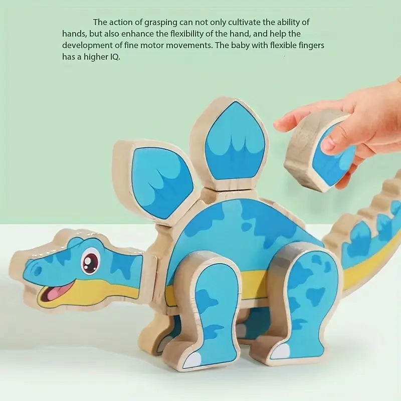 🦖 Dino Armable de Madera – Juego Didáctico de Ensamble Infantil