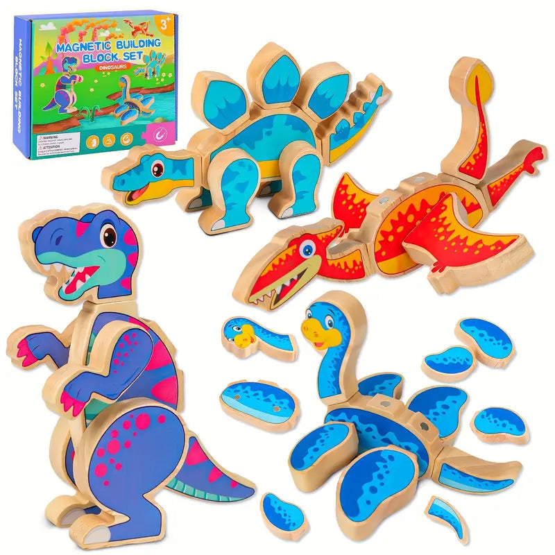🦖 Dino Armable de Madera – Juego Didáctico de Ensamble Infantil