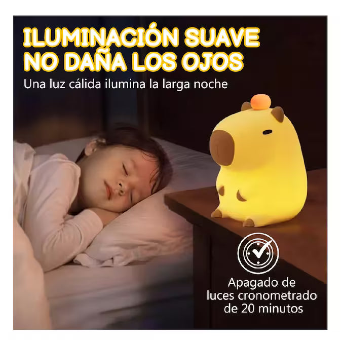 Lámpara Capibara Fluorescente – Luz Nocturna Infantil Decorativa