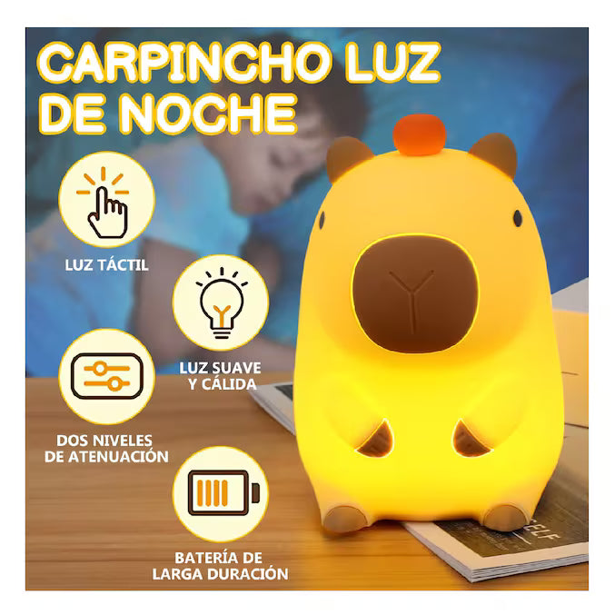 Lámpara Capibara Fluorescente – Luz Nocturna Infantil Decorativa