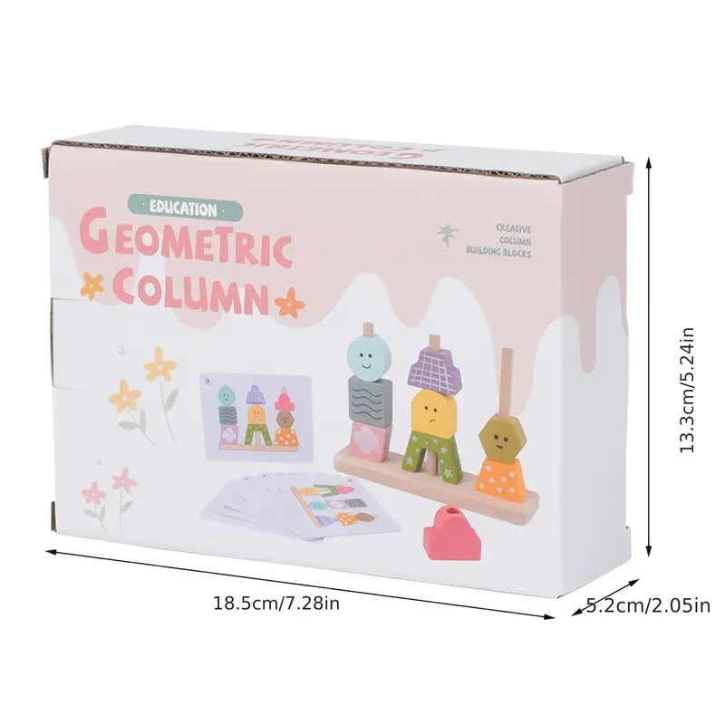 "GeoPilas Creativas" - Torre de Apilamiento Educativa 2 en 1 con Formas Geométricas