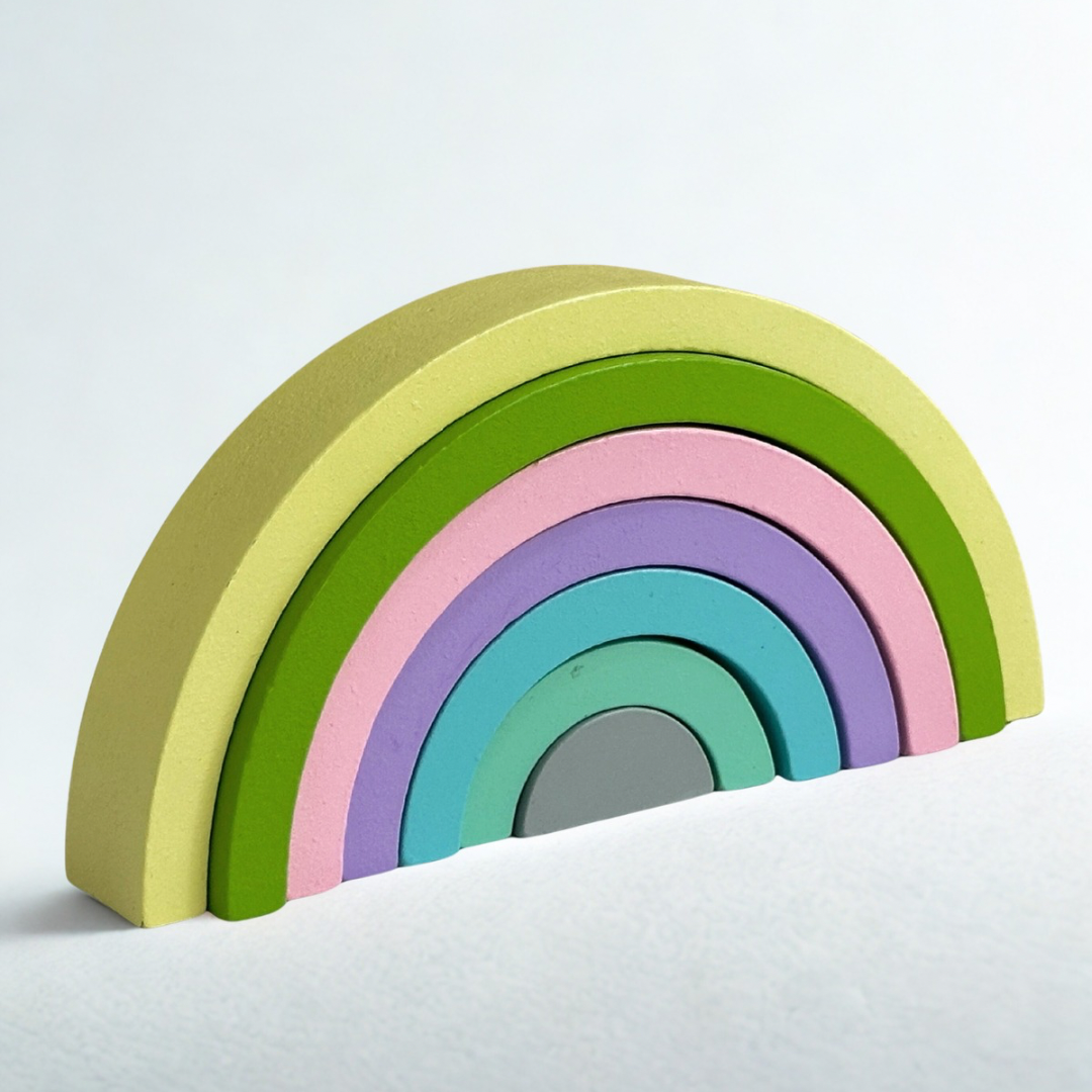 "Arcoíris Mágico" - Juego de Apilamiento de Madera 12 Piezas (Juguete Educativo Multiusos)
