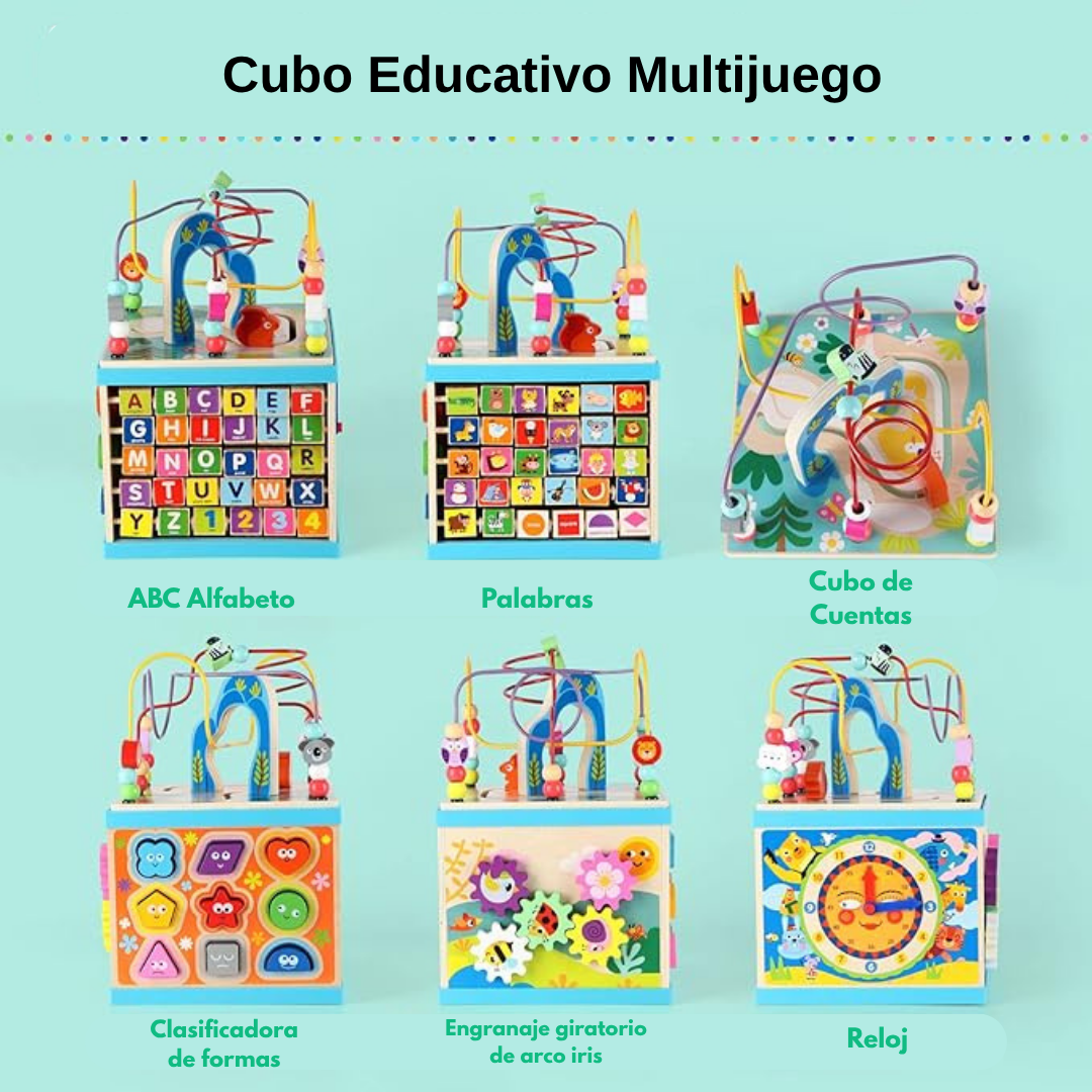 "Cubo de habilidad mágica" - Cubo de Actividades 5 en 1 (Juguete Educativo Multifuncional)