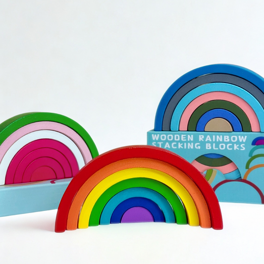 "Arcoíris Mágico" - Juego de Apilamiento de Madera 12 Piezas (Juguete Educativo Multiusos)