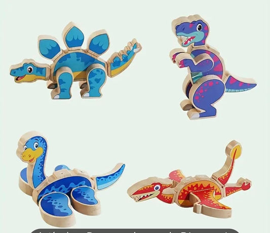 🦖 Dino Armable de Madera – Juego Didáctico de Ensamble Infantil
