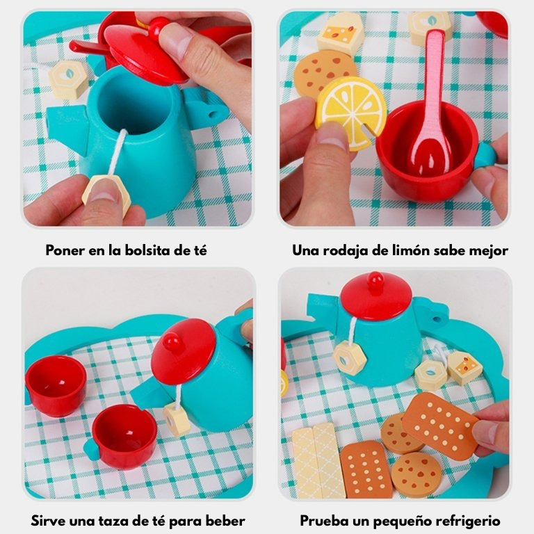 Blue Afternoon Tea — Juego de té de madera
