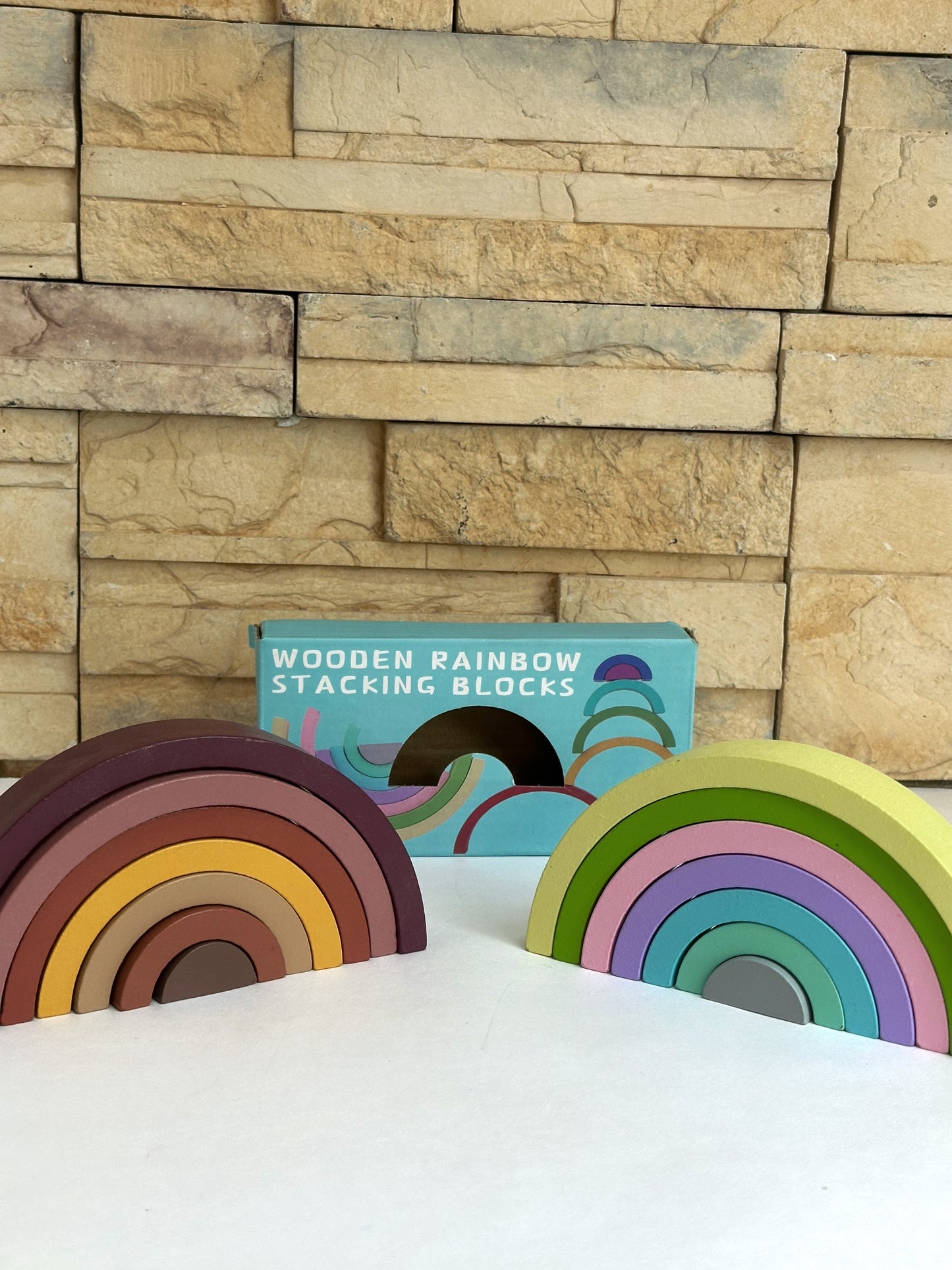 "Arcoíris Mágico" - Juego de Apilamiento de Madera 12 Piezas (Juguete Educativo Multiusos)