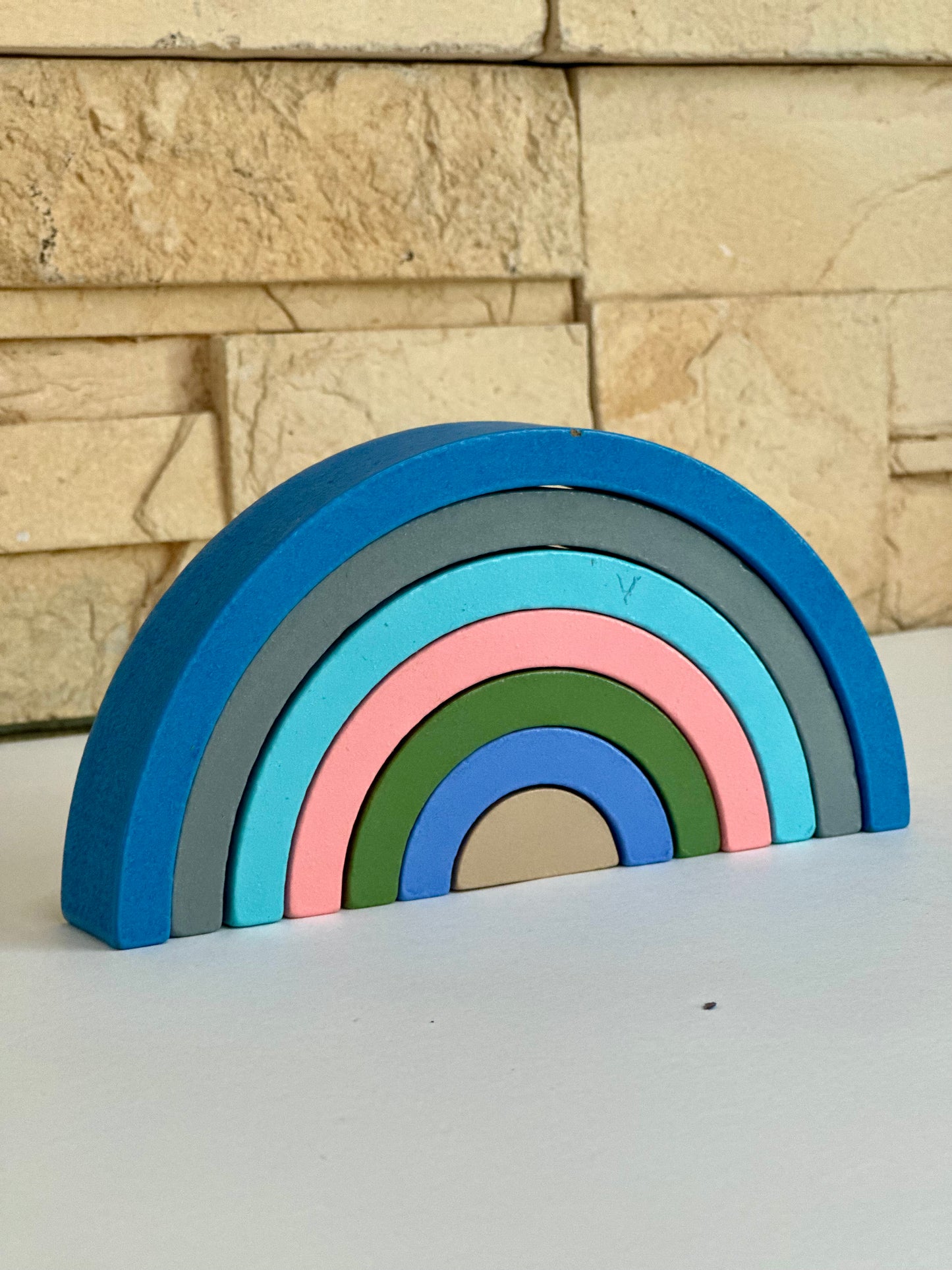 "Arcoíris Mágico" - Juego de Apilamiento de Madera 12 Piezas (Juguete Educativo Multiusos)