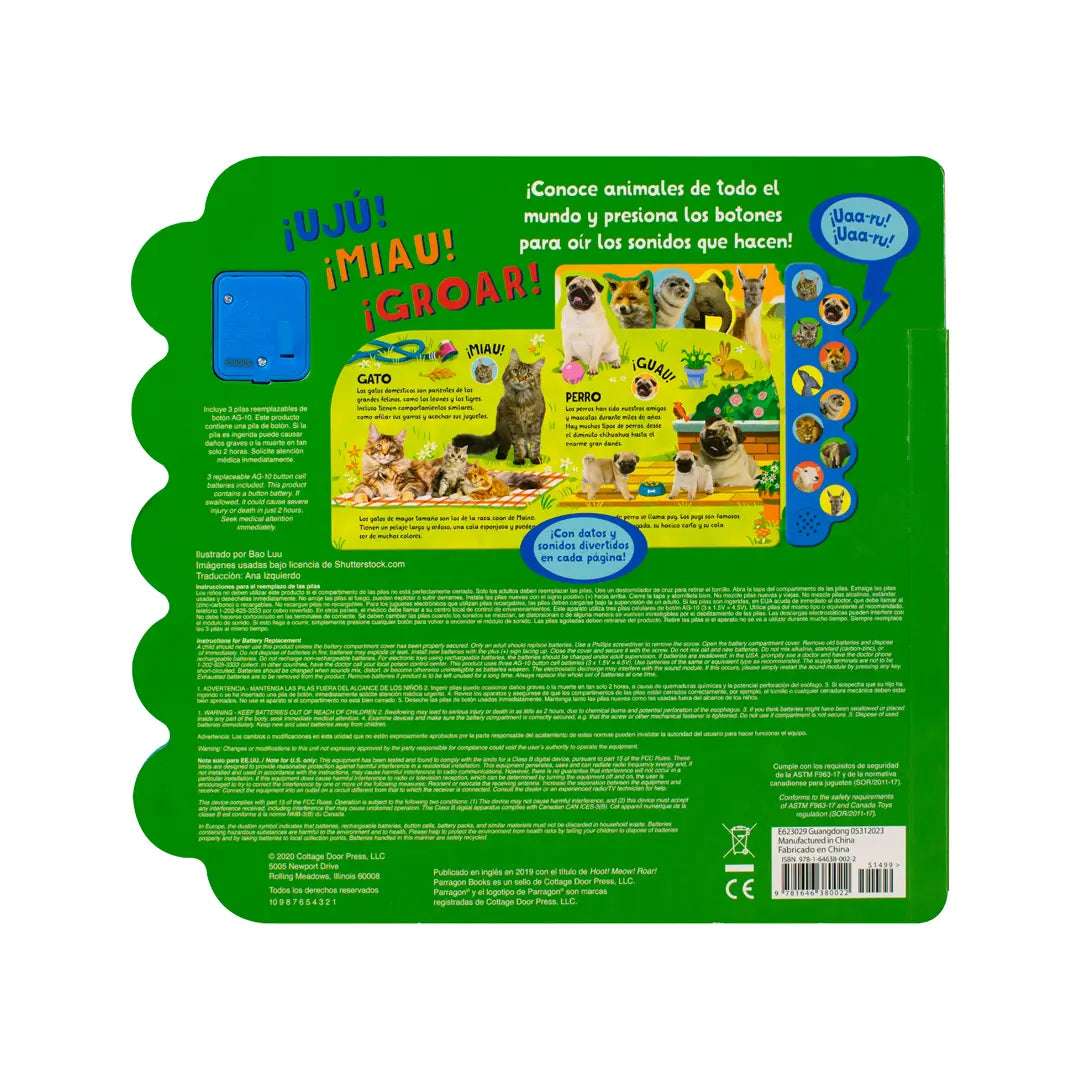 Libro de 10 SONIDOS DE ANIMALES UJU MIAU GROAR