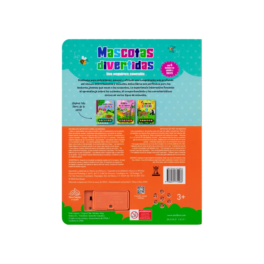 LIBRO Light Up: 1. "Mascotas Divertidas" y/o 2. "Sonidos salvajes"