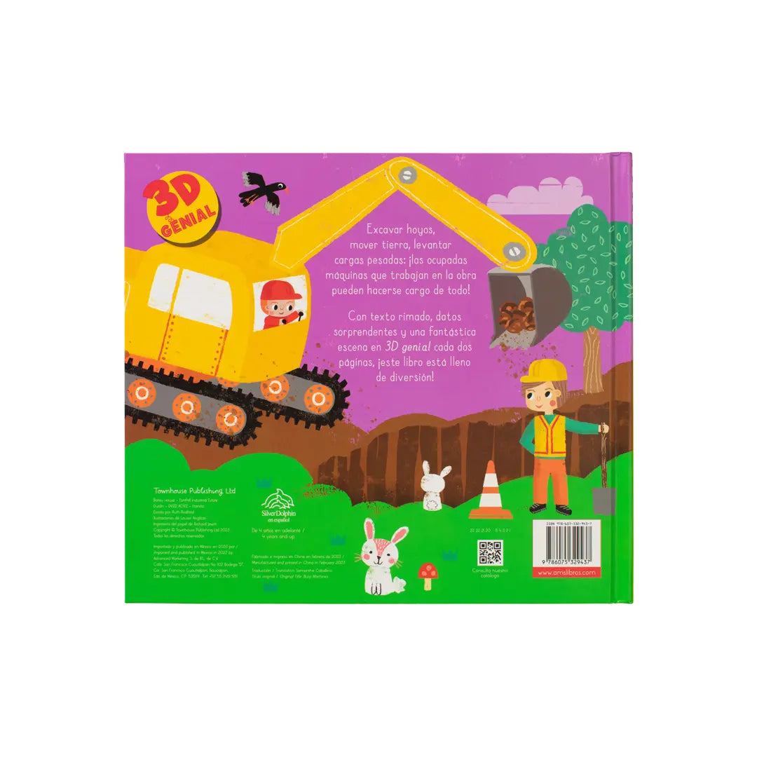 Libro Infantil con Pop Up: 3D Genial: 1. En la Granja. 2. En la obras 3. Mascotas adorables