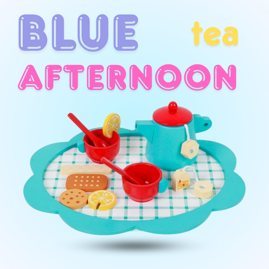 Blue Afternoon Tea — Juego de té de madera