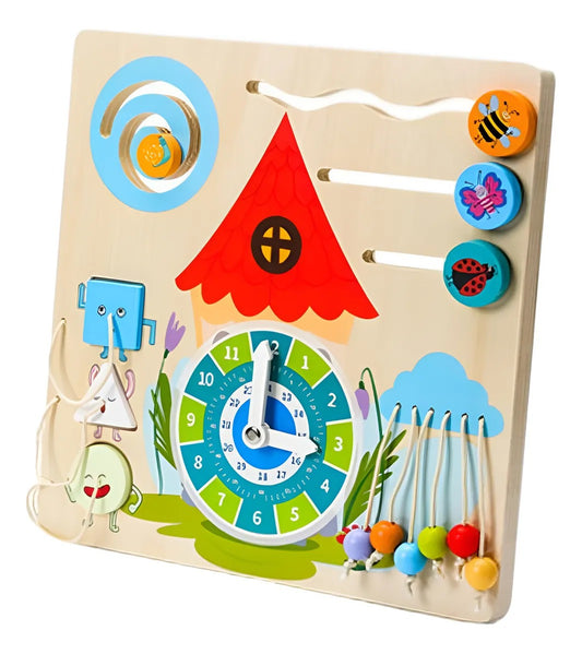 Busy Board Clock Move – Reloj Didáctico Montessori de Madera 30 cm