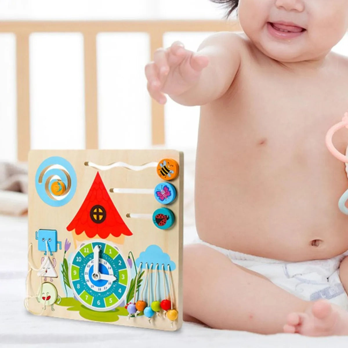 Busy Board Clock Move – Reloj Didáctico Montessori de Madera 30 cm