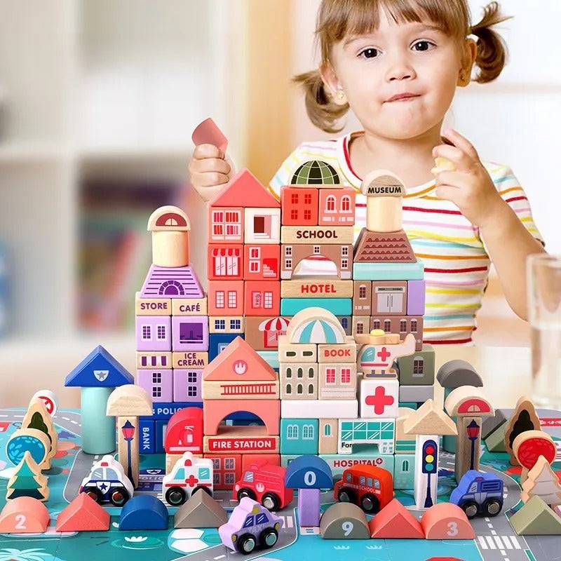 Set de Construcción "Mi Ciudad Mágica Colorida"