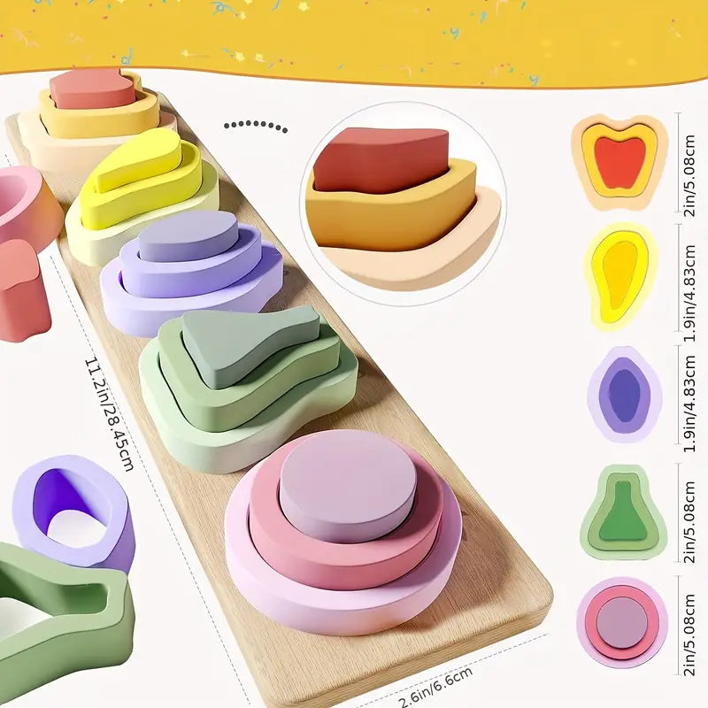 "FrutiApilo" - Juego de Apilamiento de Frutas de Madera para Pequeños