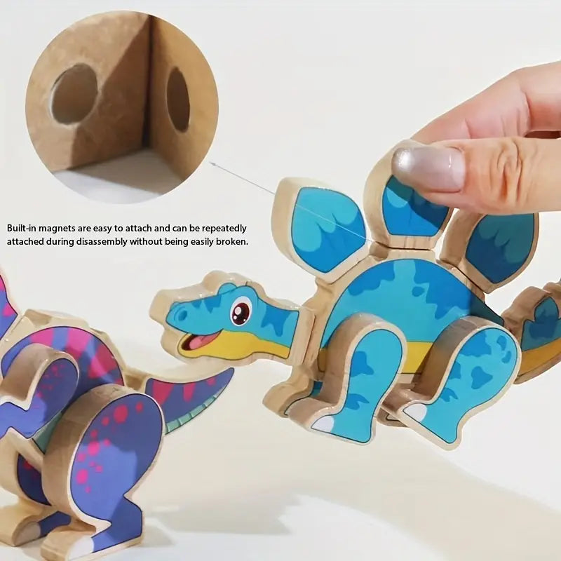 🦖 Dino Armable de Madera – Juego Didáctico de Ensamble Infantil