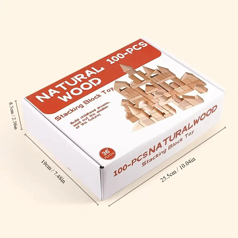 "Construye-Mundos" - Set Premium de 100 Bloques de Madera Natural