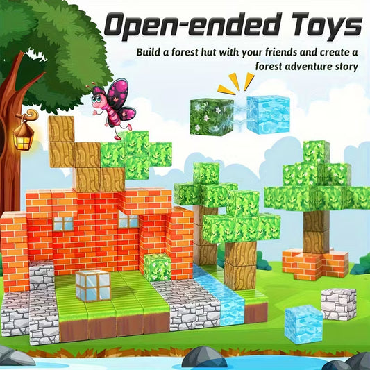 Bloques Magnéticos PixelCraft – Set de Construcción Tipo Cubos (100 pcs)