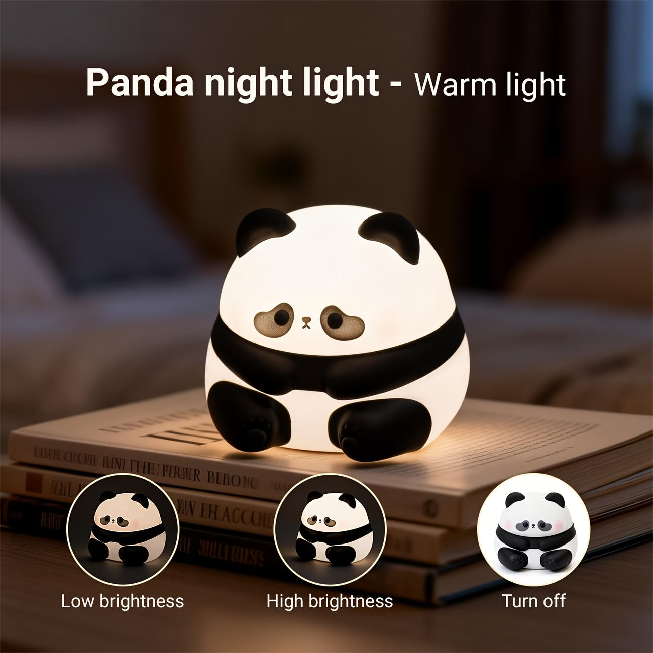 Lámpara Panda Nocturna – Silicona Suave Recargable USB 3 Niveles