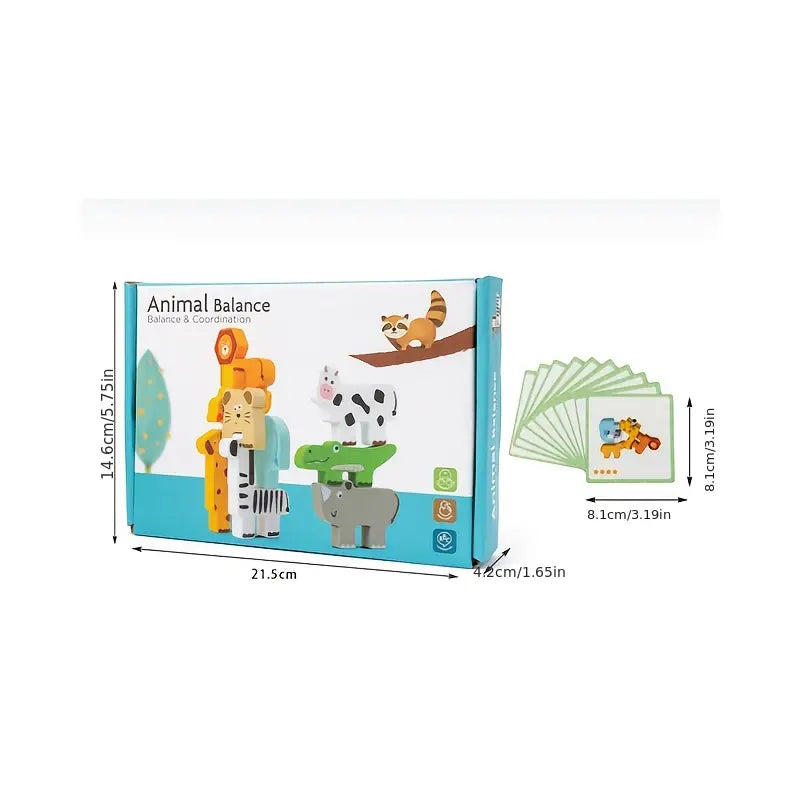 🦁 Zoo Apilable con Retos – Animales de Madera Didácticos