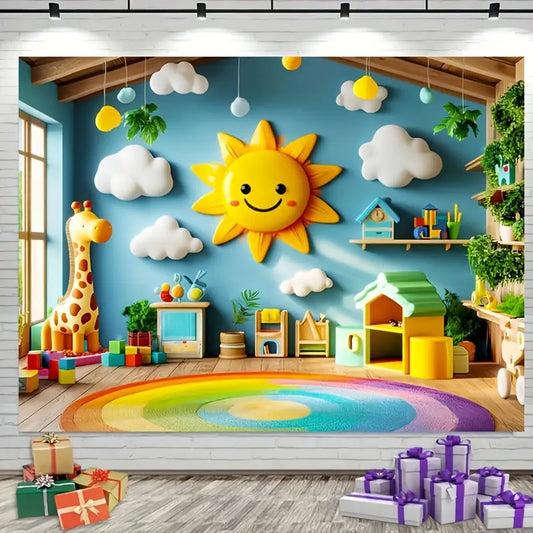 Fondo de Pared Infantil "Sol Radiante" - Panel Educativo Infantil