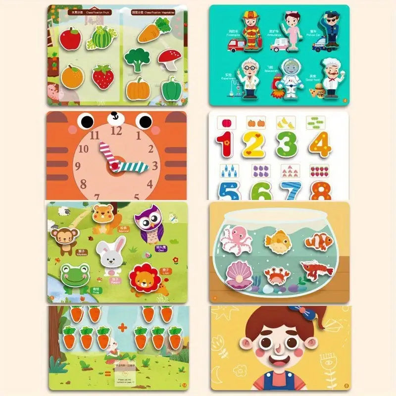 "Pega y Aprende: Libro Mágico" Juego Interactivo de Pegatinas (25 cm x 18 cm)