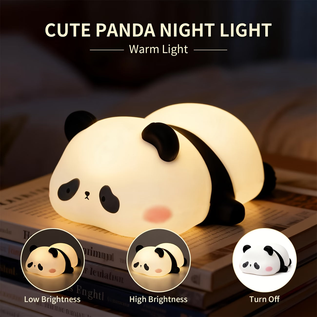 Lámpara Panda Nocturna – Silicona Suave Recargable USB 3 Niveles