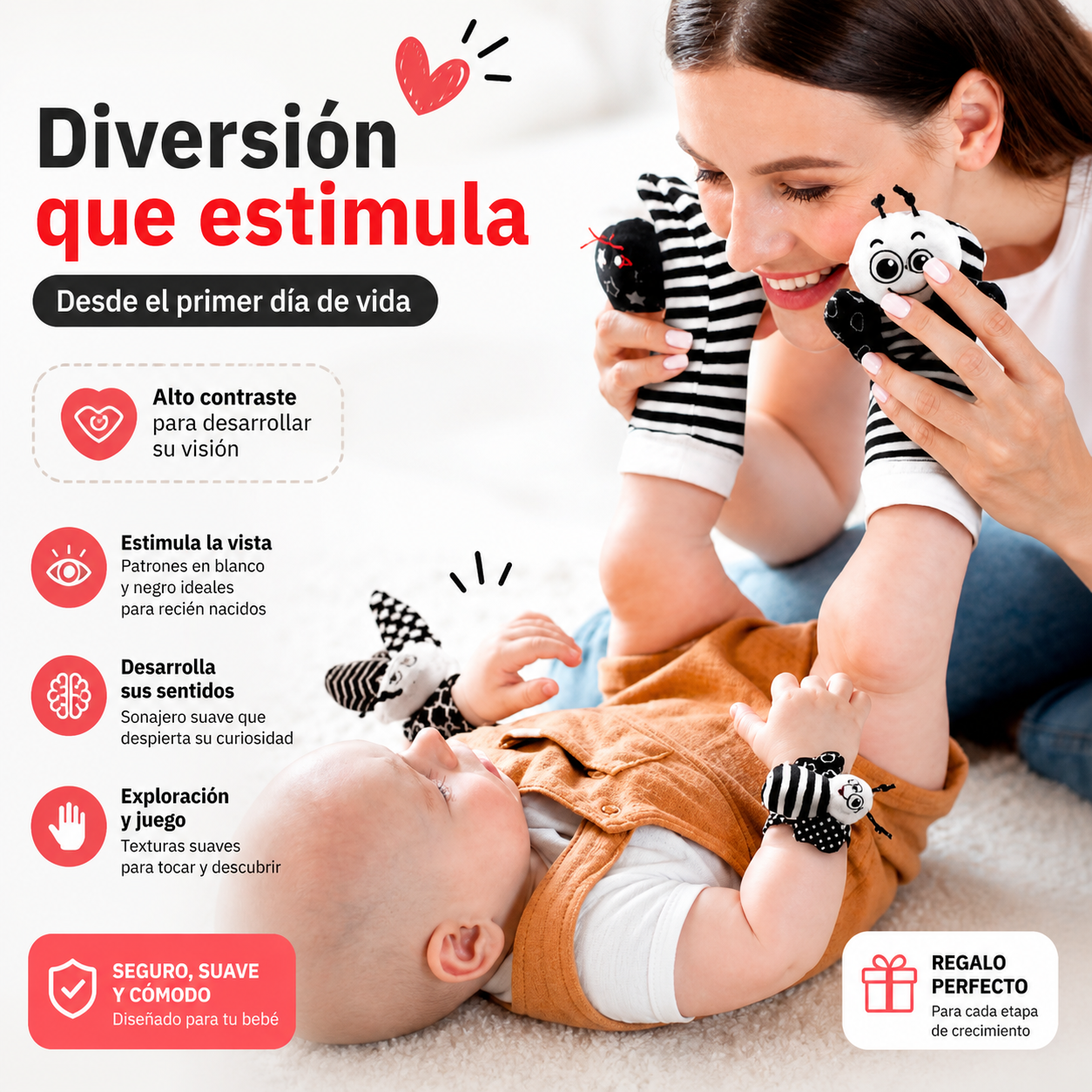 Calcetines y Muñequeras Sensoriales – Estimulación visual bebé