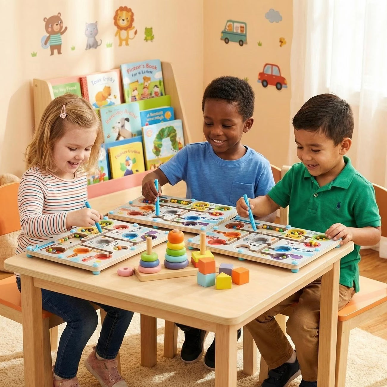 Laberinto Magnético Educativo de Madera – Colores, Números y Dinosaurios