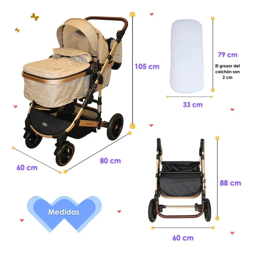 Carriola Amalfi 6 en 1 iBaby – Travel System Premium