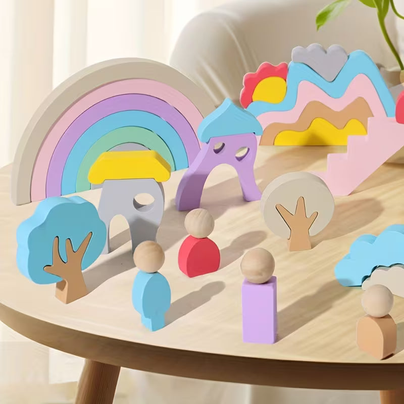 Ciudad Arcoíris Montessori de Madera – Juego Creativo