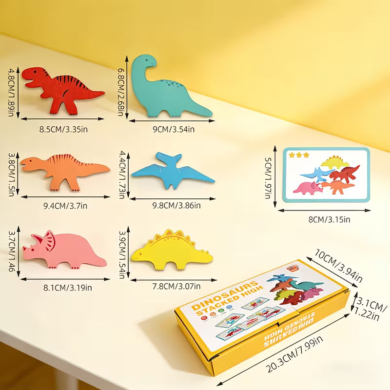 Bloques Apilables de Dinosaurios – Juego Didáctico de Madera para Equilibrio