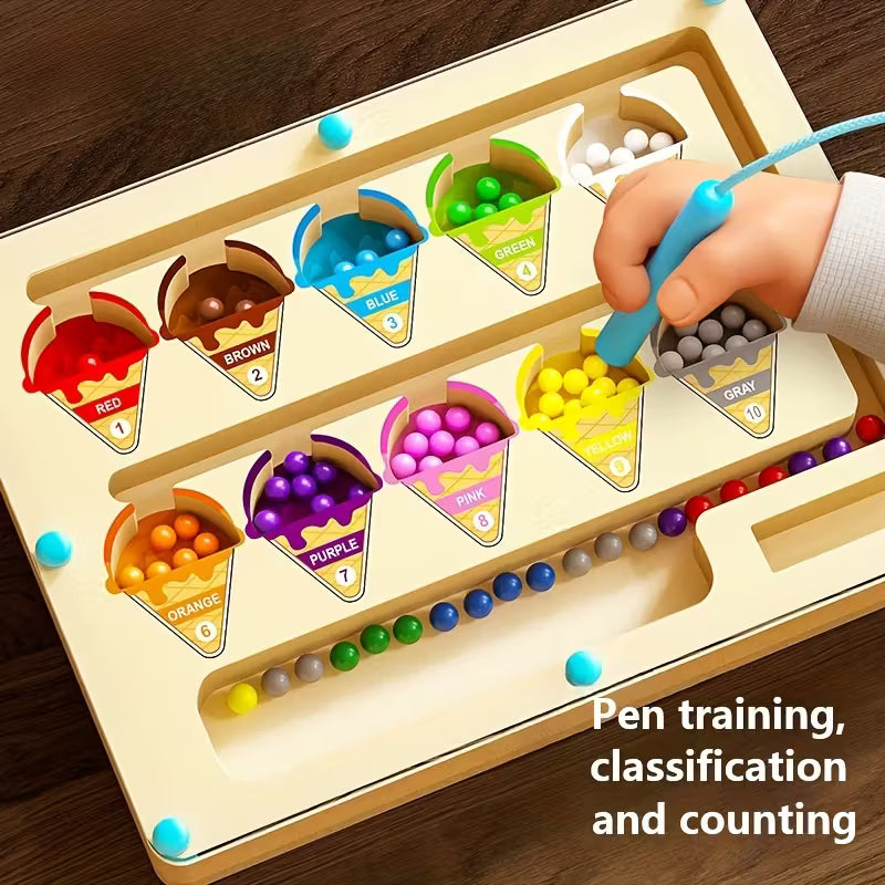 Laberinto Magnético Educativo de Madera – Colores, Números y Dinosaurios