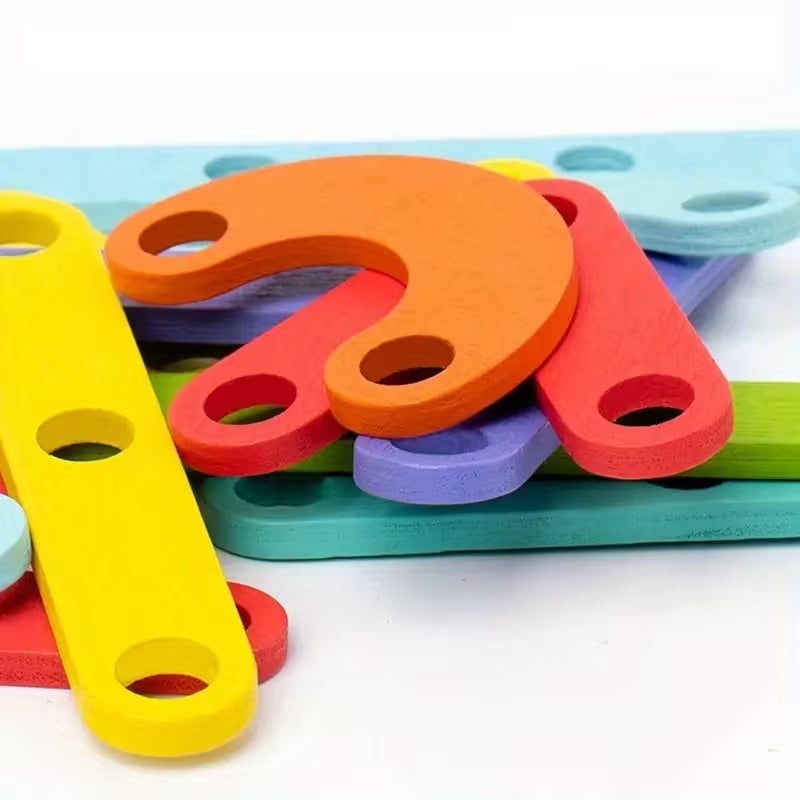 Tabla Creativa de Armado Montessori con Tornillos de Madera
