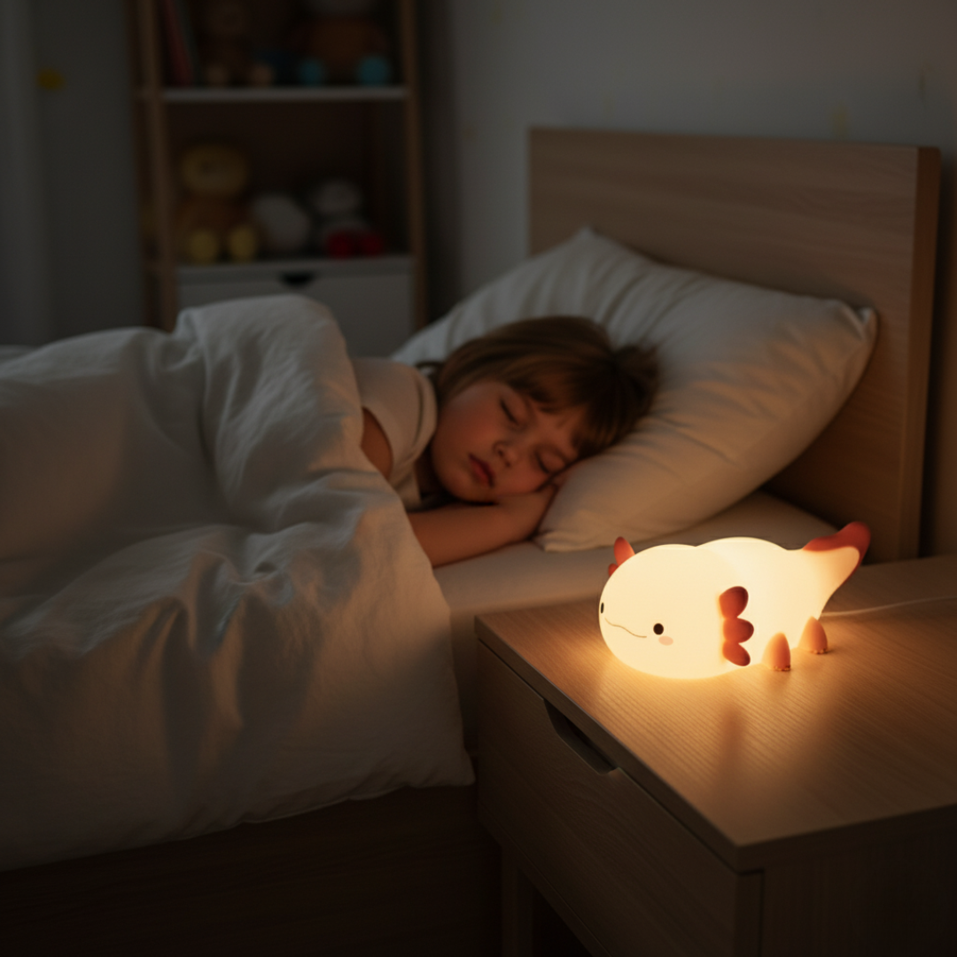 Lámpara Axolote Nocturna – Luz Cálida o Multicolor Recargable USB