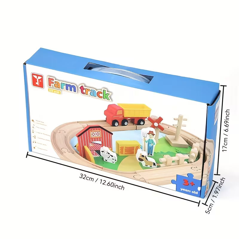 Granja sobre Rieles – Juego de Tren de Madera Educativo