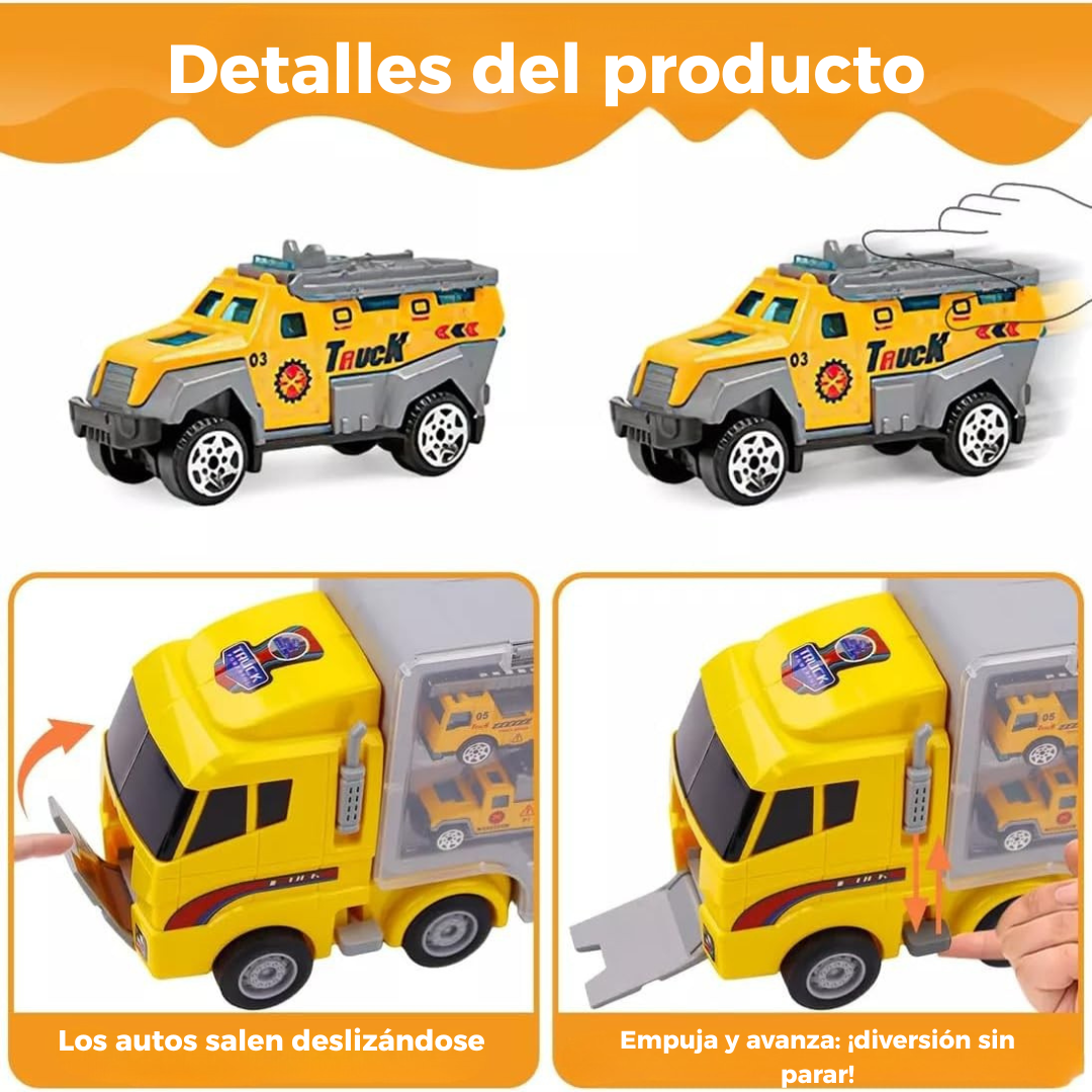 Camión Transportador 7 en 1 – Set Didáctico con Mini Vehículos de Rescate