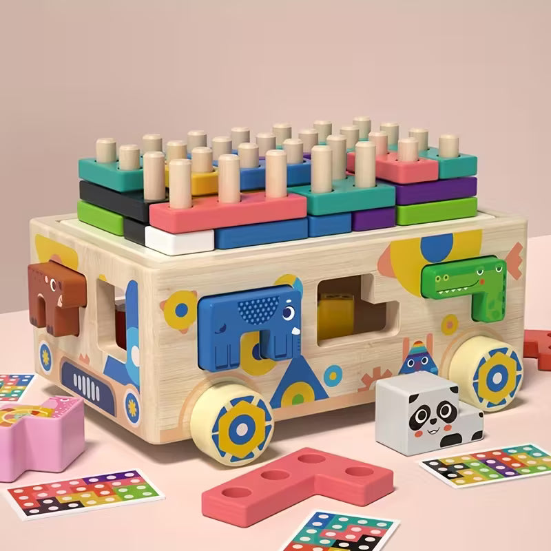 BusAnimales Constructor – Juego de Bloques y Clasificación de Madera