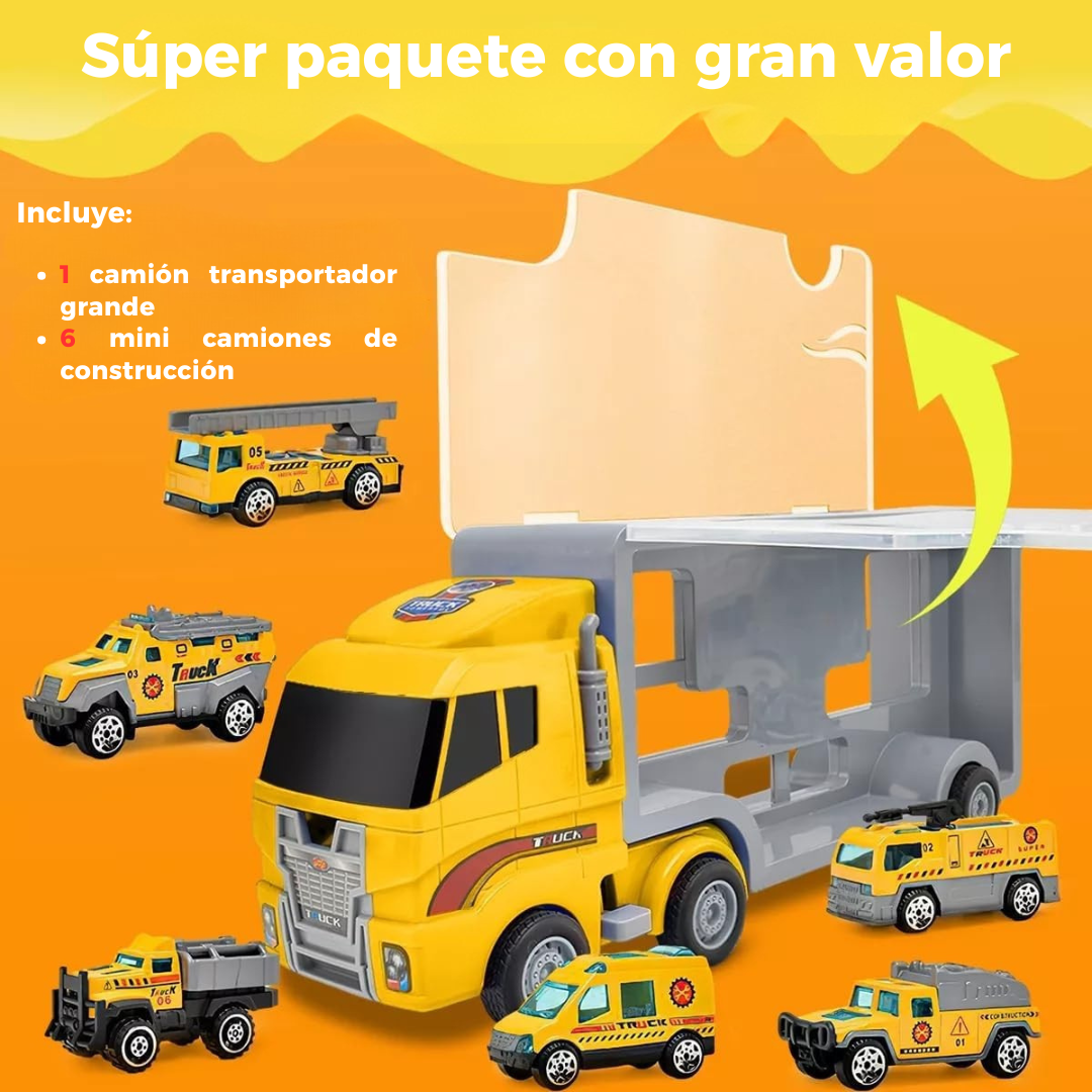 Camión Transportador 7 en 1 – Set Didáctico con Mini Vehículos de Rescate