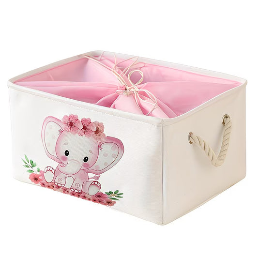 Caja de Almacenamiento Plegable Elefante Rosa – Organizador Infantil de Gran Capacidad