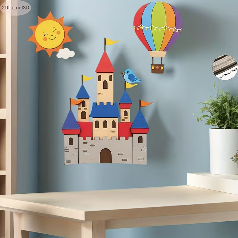 Decoración de Tren y Globo – Móvil decorativo de madera