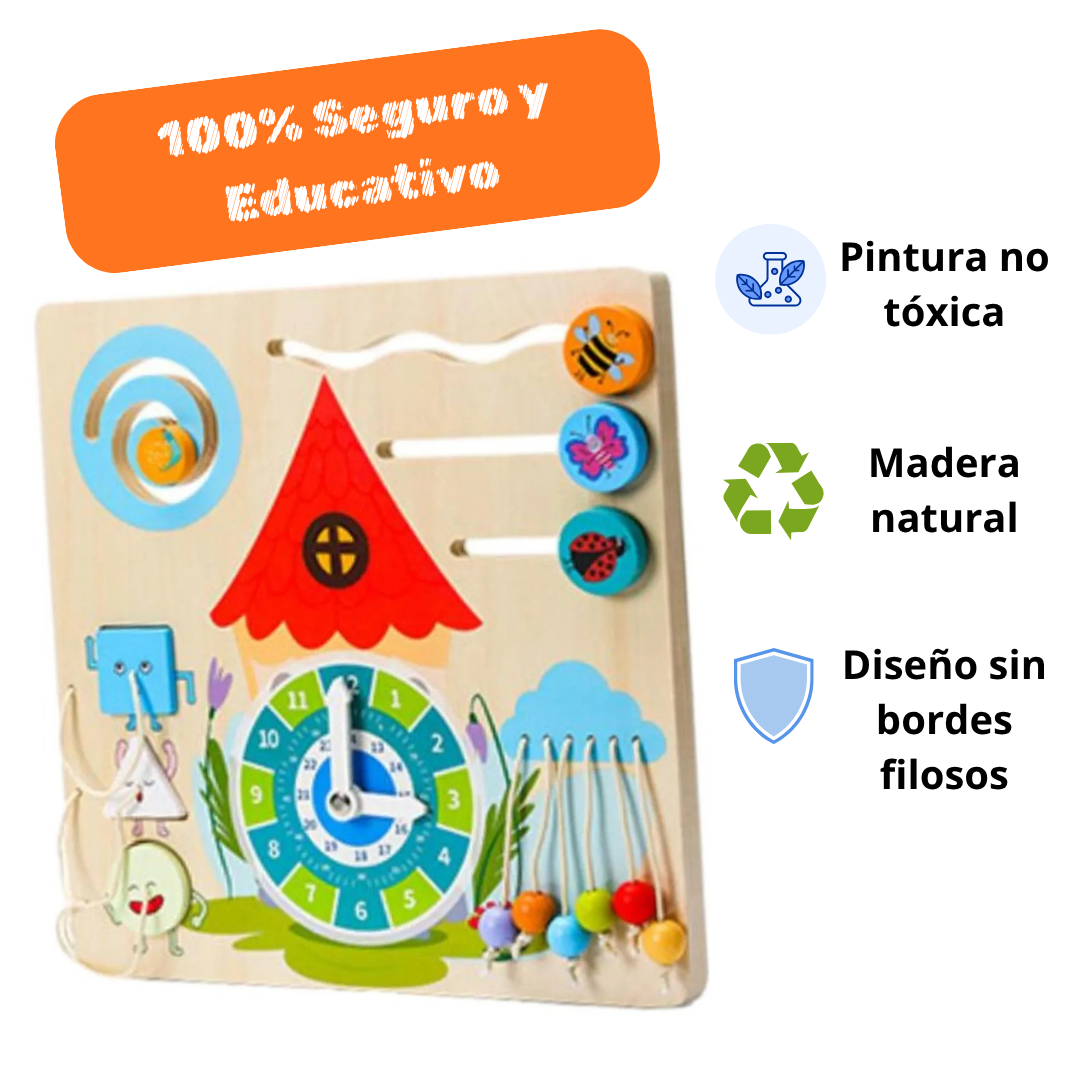 Busy Board Clock Move – Reloj Didáctico Montessori de Madera 30 cm