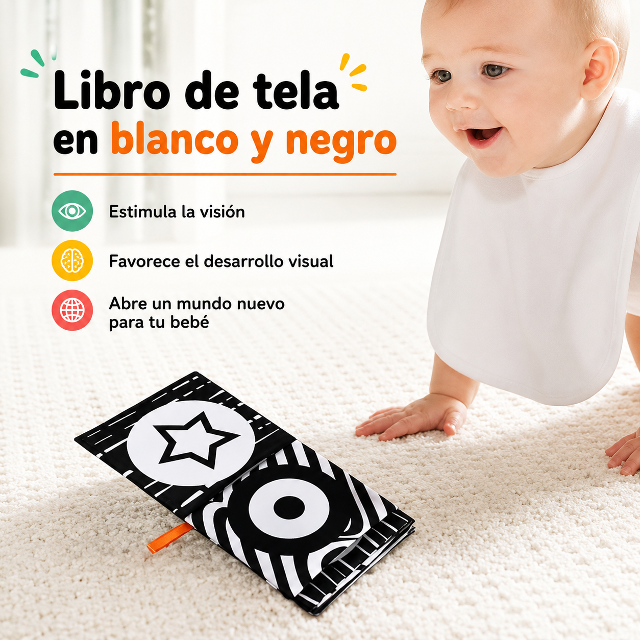 Mini Libro Blanco y Negro – Estimulación visual para bebé