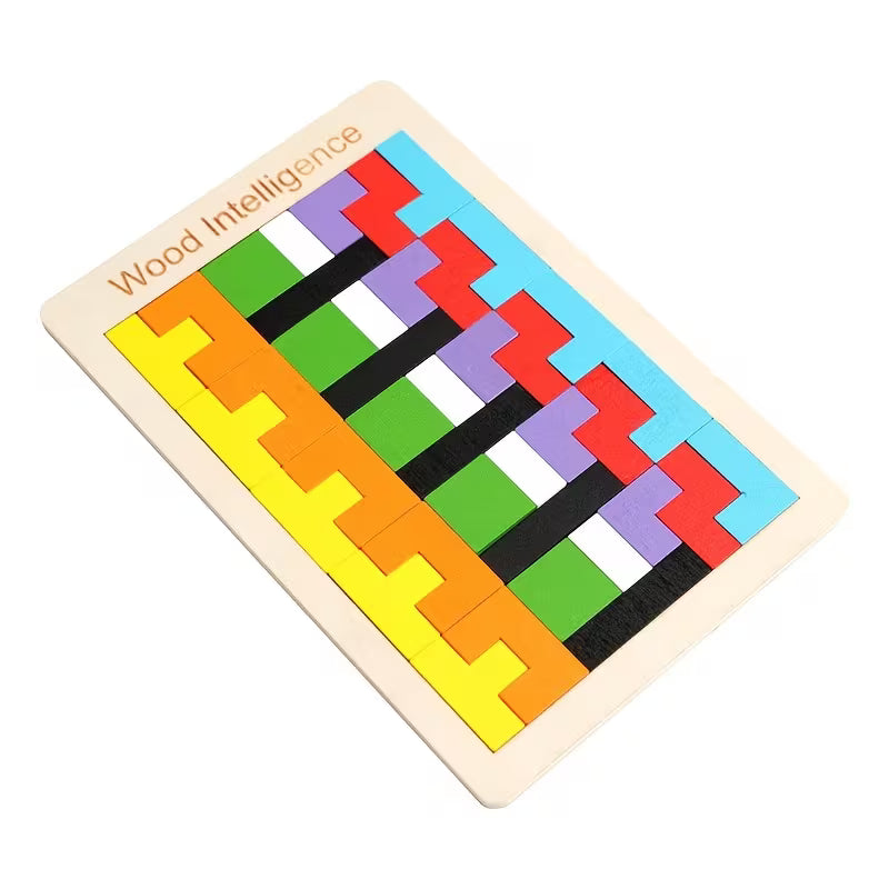 Rompecabezas Lógico de Madera – Inteligencia y Formas tipo Tetris