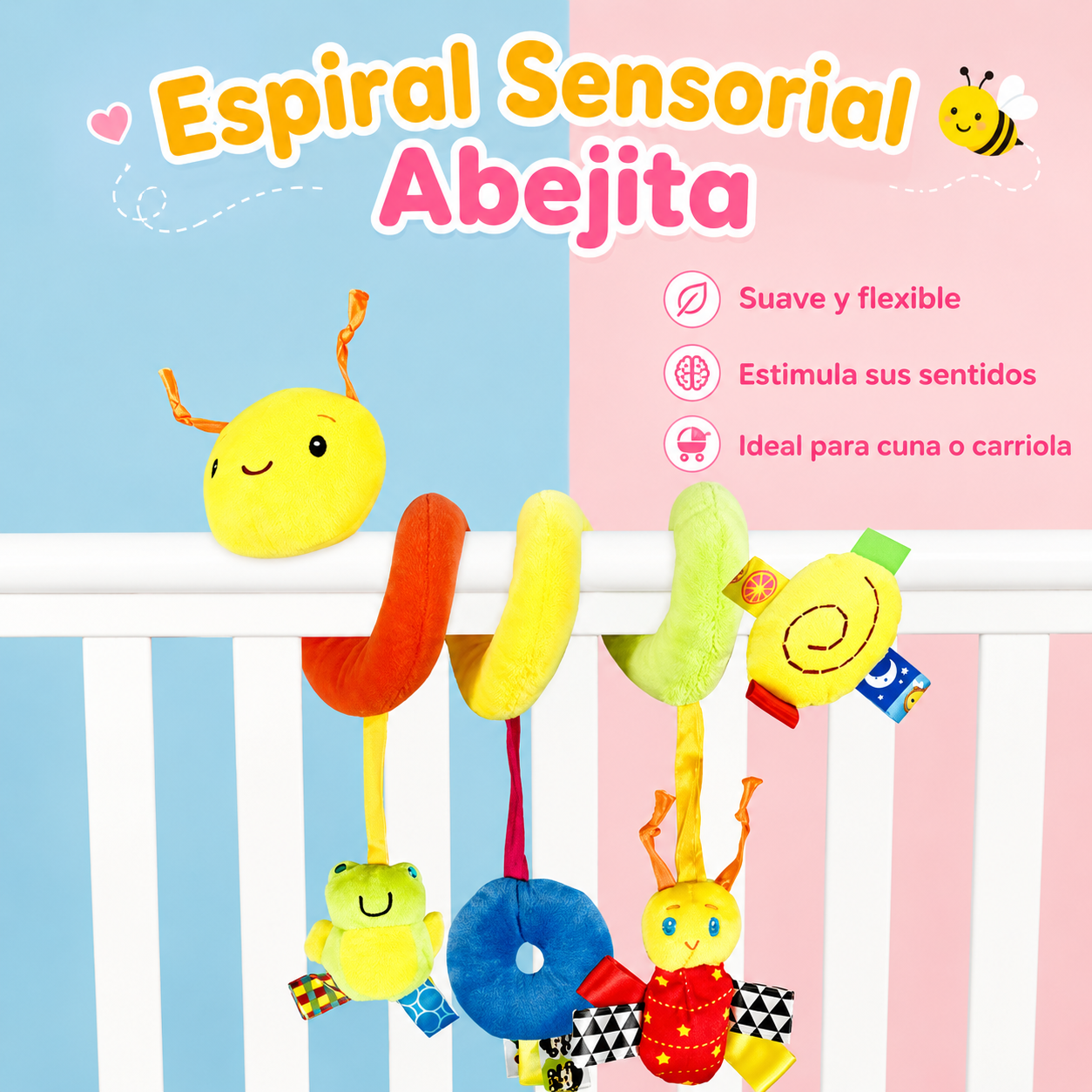 Colgante Gusanito Colorido – Juguete sensorial para bebé