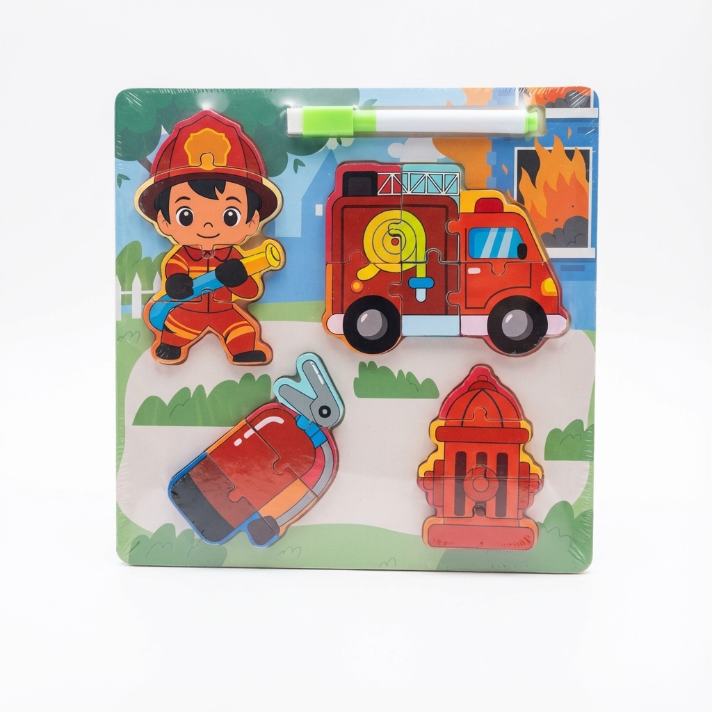 Rompecabezas 2 en 1 de Oficios – Madera + Mini Pintarrón Didáctico