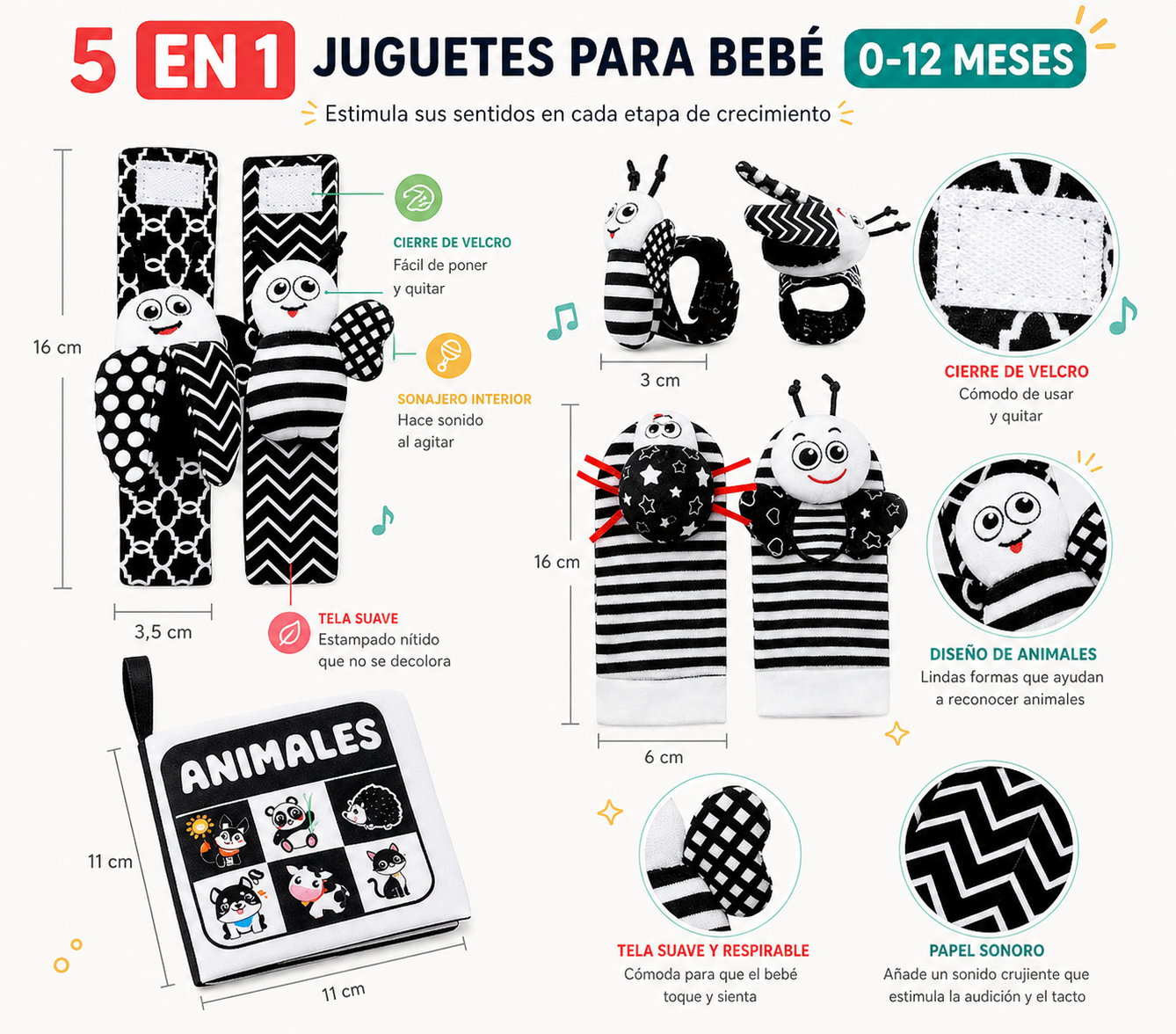 Calcetines y Muñequeras Sensoriales – Estimulación visual bebé